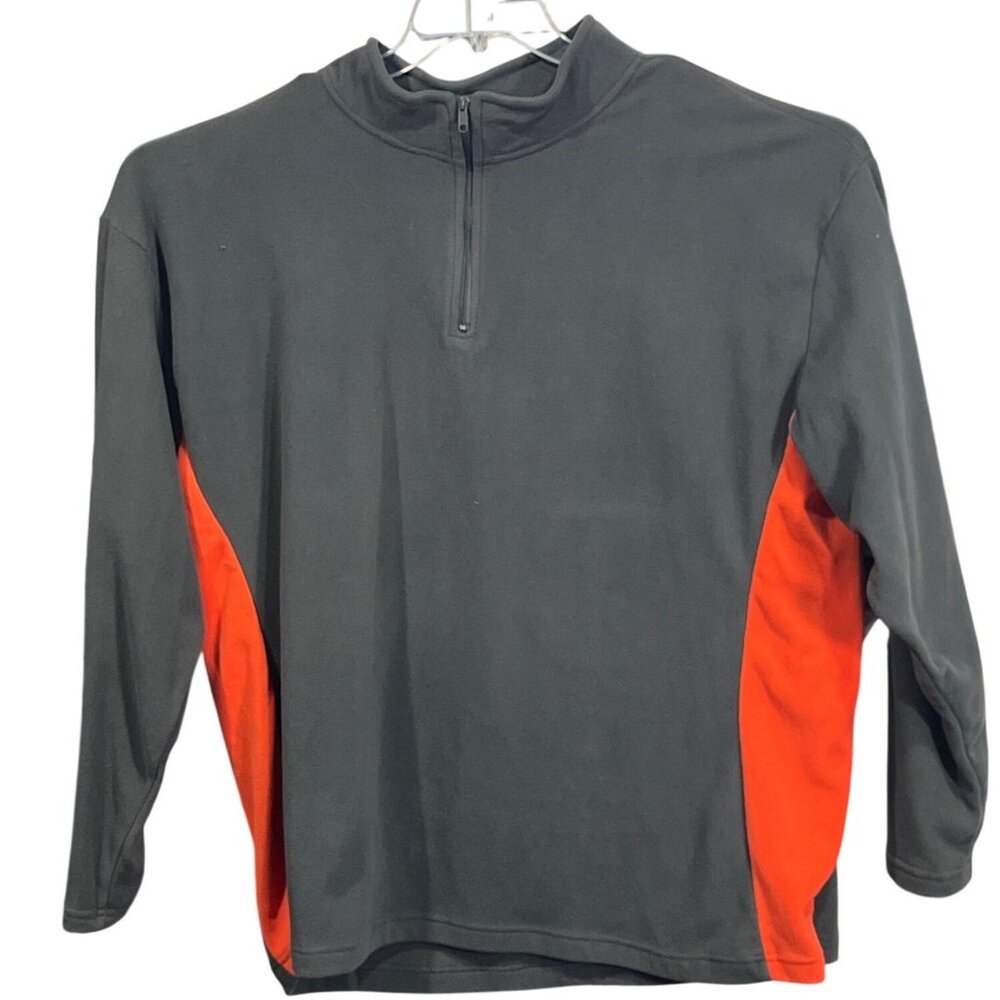 Simply For Sports Mens 1/4 Zip Pullover Gray With Red Panels Polyester XXL